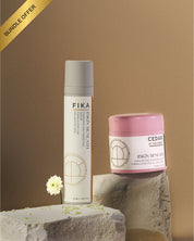 Cleanse and Tone - Cedar of the Forest cleansing balm and FIKA pigmentation serum skincare duo