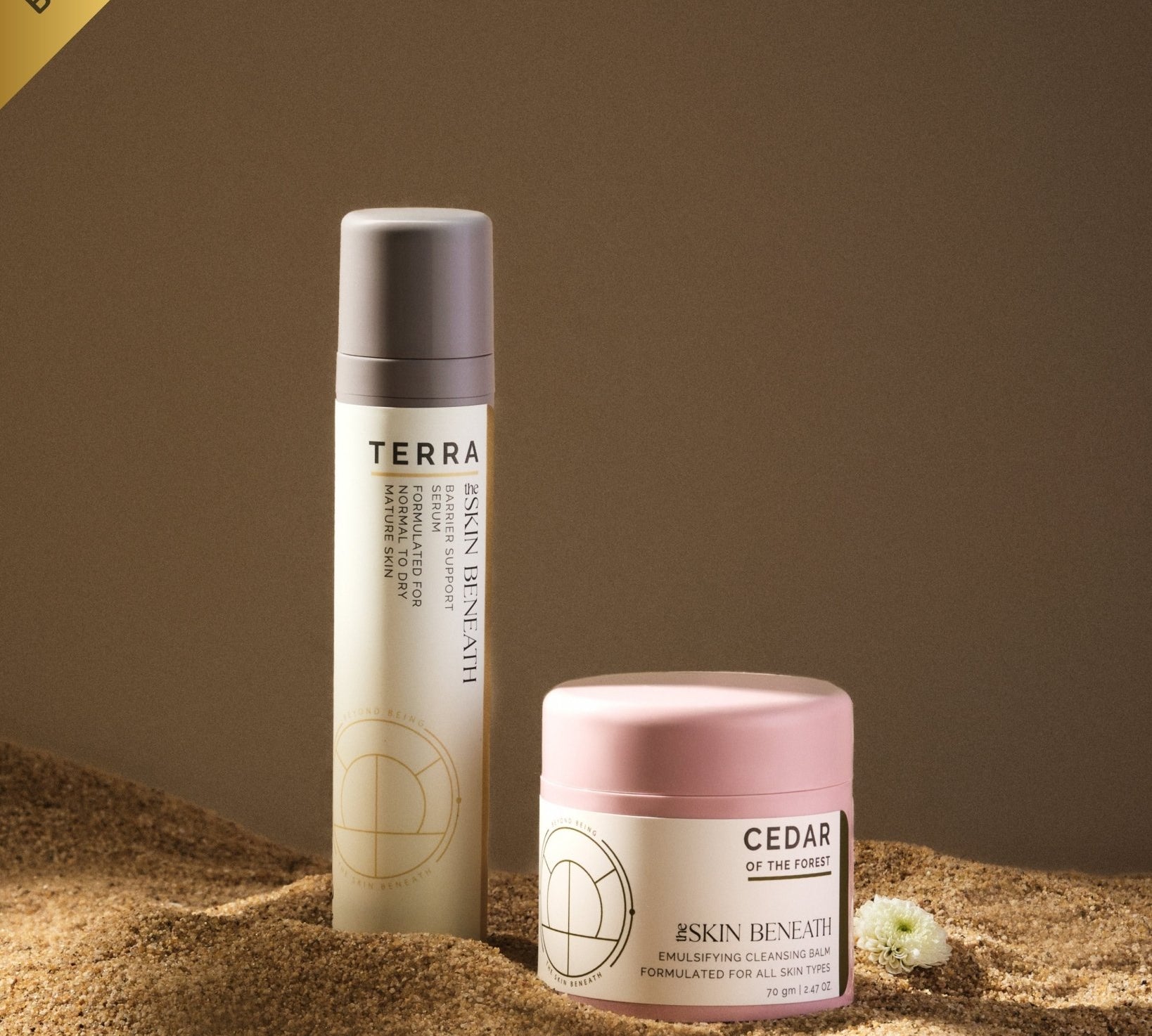 Cleanse and Fortify Set with Terra barrier repair serum and Cedar of the Forest cleansing balm